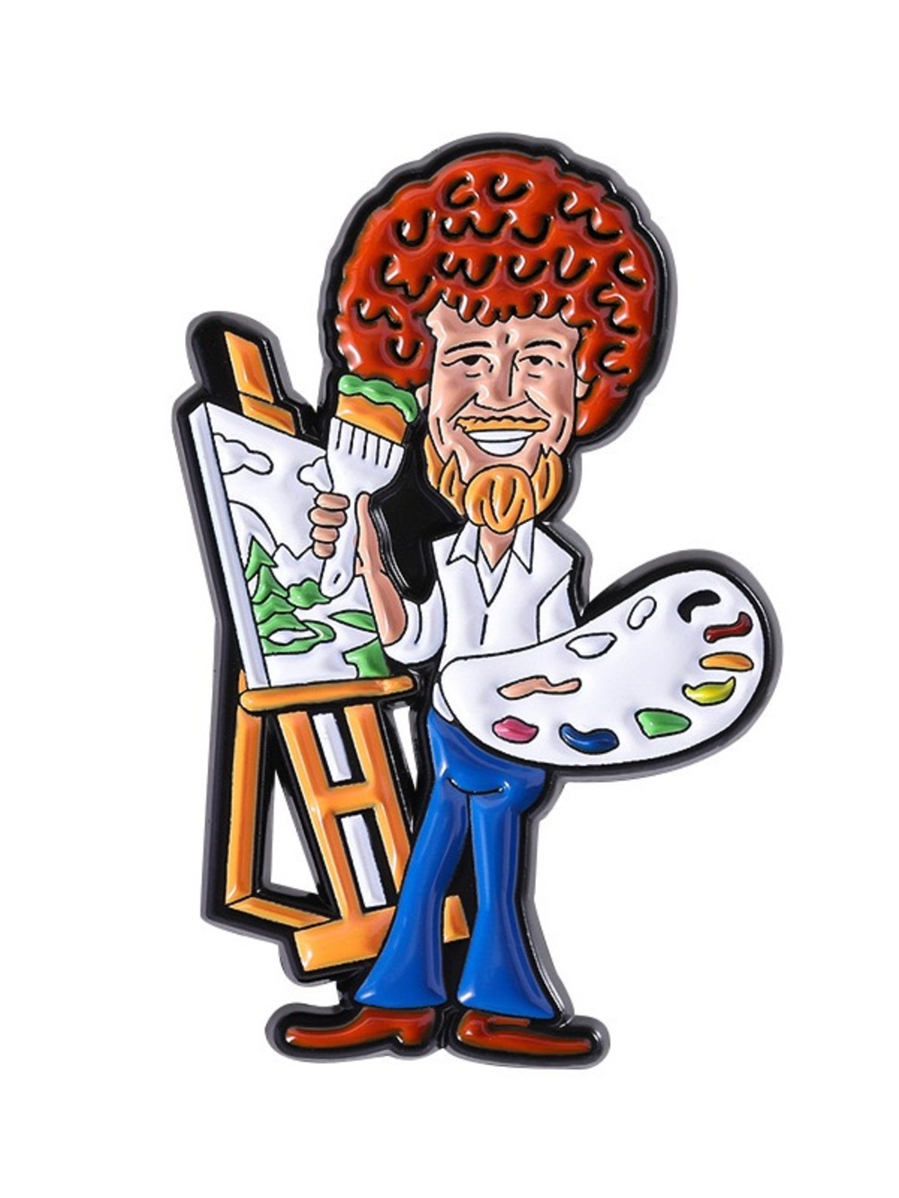 Happy Landscape Painter Enamel Pin – Artist Lapel Pin, Creative Art Badge.